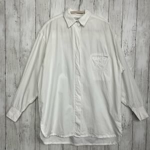 Cedars Vintage White Cotton Light Button Down Vacation Beach Resort Shirt Small